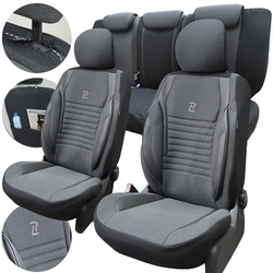 Huse pentru scaune auto din piele Ares, groase, gri-negru, set complet