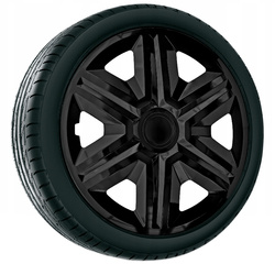 Set 4 capace jante quad bicolor 14" negru-argintii