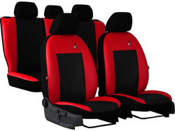 Set huse auto Road Pok-Ter din piele ecologica Negru/Rosu