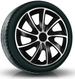 Set 4 capace jante quad bicolor 14" negru-argintii